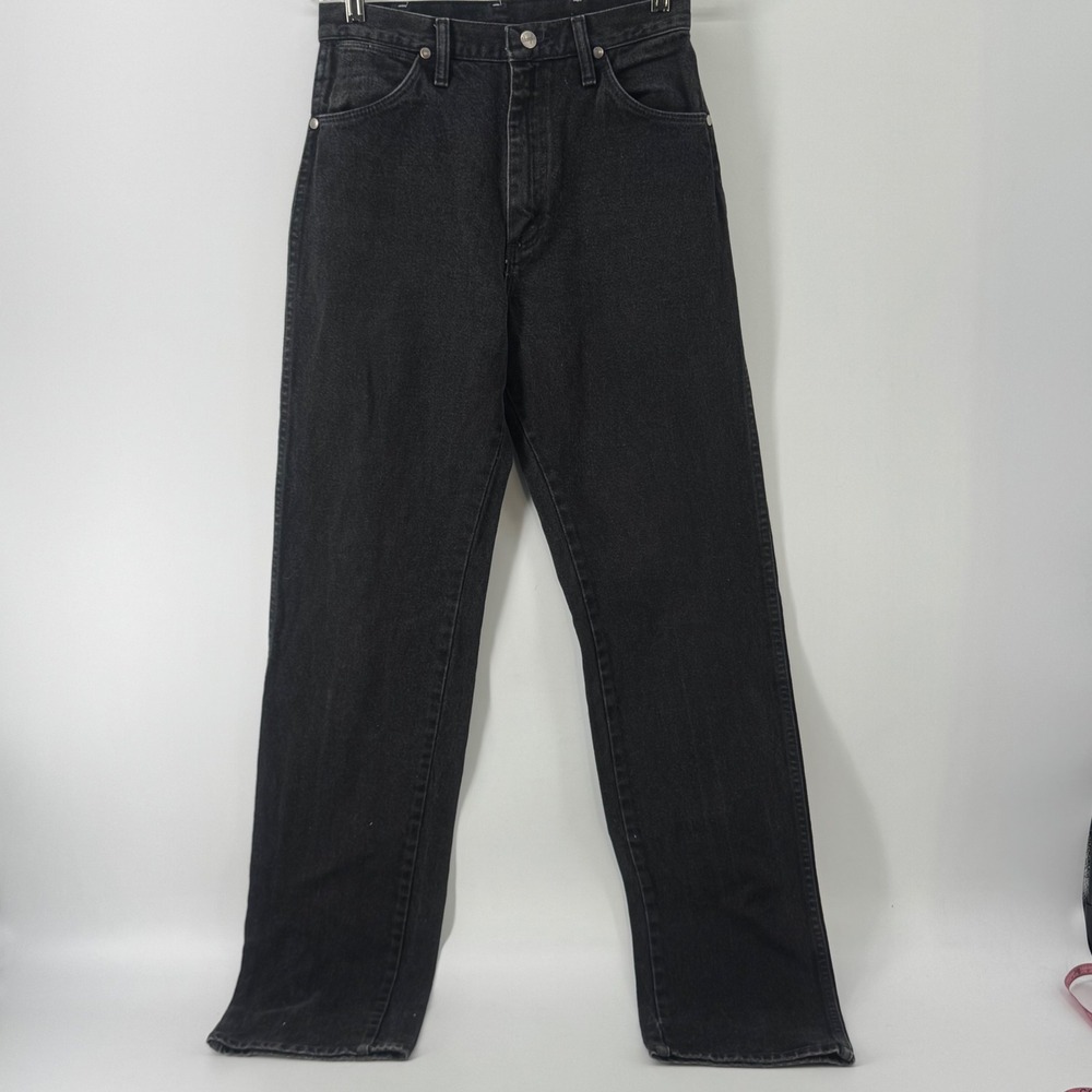 Wrangler 13MWKG Cowboy Cut Black Jeans Made in USA 27x35 High Rise Straight Leg